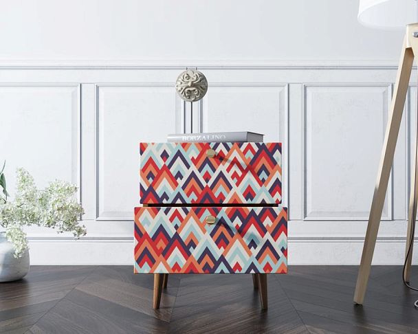 Тумбочка Berber с двумя ящиками 2 принт арт BB03/Print_02, разноцветная - Вид 2