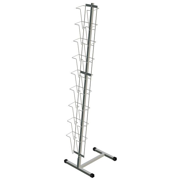 Стойка напольная для рекламных материалов (161х41х39 см), на 9 лотков А4, сетчатая, К010, белая, 1829 - Вид 2