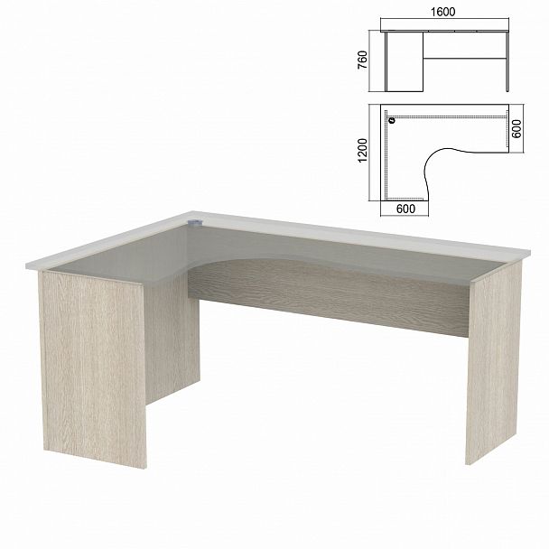 Стол компактный ЧАСТЬ 2 "Арго", 1600х1200х760 мм, левый, ясень шимо - Вид 2