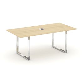 Style Project Direct Lux Стол переговорный M-SN-6O.SPRG-198 Акация Лорка/Нержавеющая Сталь/Хром 1980*980*25 - Фото предпросмотра