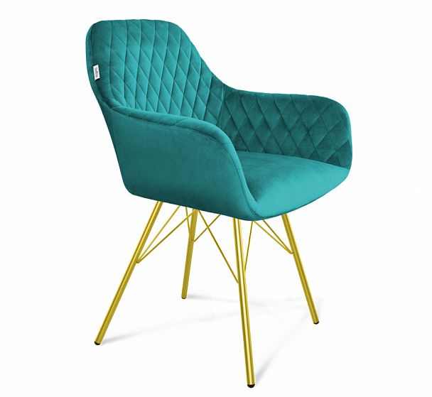 Стул Sheffilton SHT-ST38/S37 бирюзовый на металлокаркасе альпийский бирюзовый/золото - Вид 1