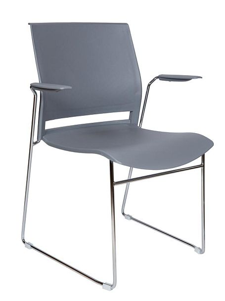 Стул / Five grey / серый пластик / хром база с подлокотниками - Вид 1