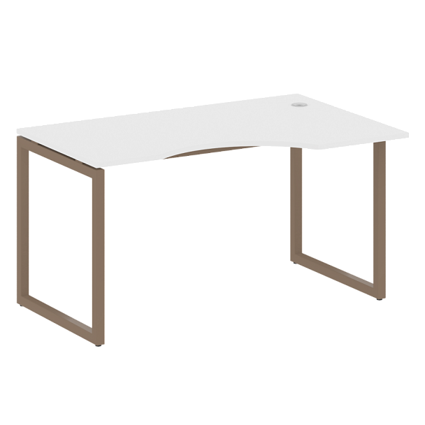 Metal System Quattro Стол криволинейный правый на О-образном м/к 40БО.СА-2 (R) Белый/Мокко металл 1400*900*750 - Вид 1