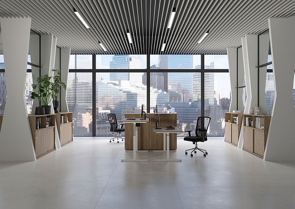 Стол электроподъемный "MOVE UP" MV.SE-3.7 Белый металл /  Дуб Аризона - Вид 8