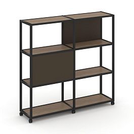 Shelf Mobile Стеллаж 4 уровня 2 секции VR.LT-STK-412.10 Дуб Аризона/Металл Черный/W-25 1970*400*1523 - Фото предпросмотра