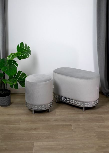 Банкетка Sheffilton SHT-B21-1 серое облако/хром лак - Вид 4