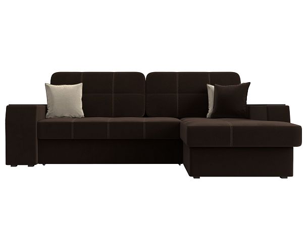 Угловой диван Брюссель правый (полностью микровельвет коричневый) - Вид 2