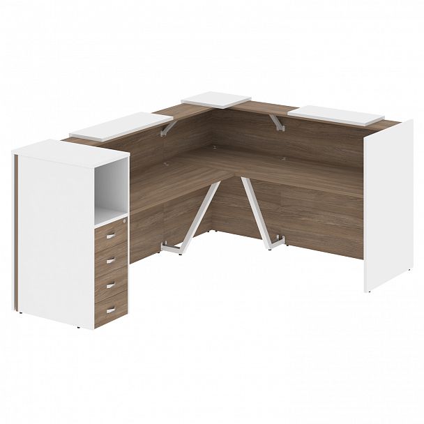 Ресепшн Г-образный "Onix" O.R-K-27 дуб аризона/белый - Вид 1