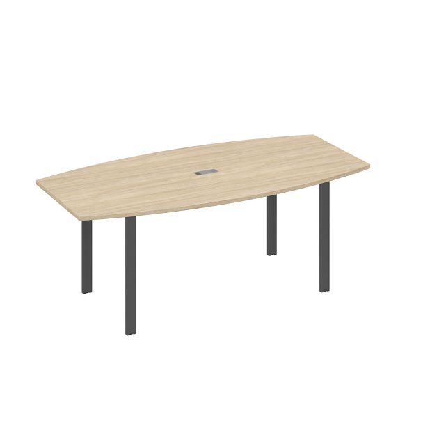 Стол 200x100 для переговоров фигурный на опорах UNO A4 А4 Б1 113 БП дуб скандинавский / металлокаркас антрацит - Вид 1