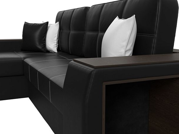 Угловой диван Брюссель левый (полностью экокожа черная) - Вид 4
