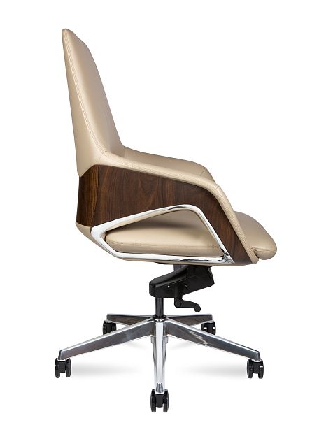 Кресло Шопен LB / бежевая кожа / алюминий крестовина - Вид 2