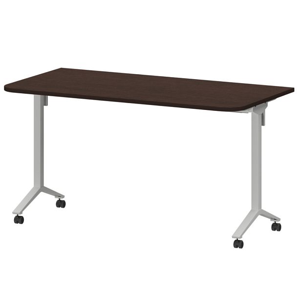 Стол мобильный складной радиусный МБ22-140.70Р Дуб венге/Белый 1400x700x750 Моби - Вид 1