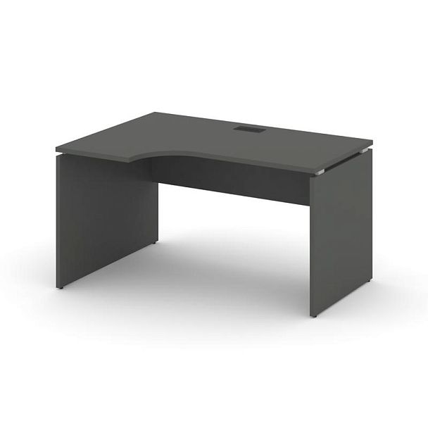 Стайл Проджект Стол рабочий эргоном. SN-D.SPA-001(L) Антрацит NEW/Черная Заглушка 1380*600/980*750 - Вид 1