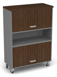 Шкаф широкий комби на колесах ДВП Берлин Орех Вармия/Серый ШКД1-90 з/с ДВП - Фото предпросмотра