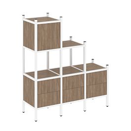 Loft Прямой стеллаж наборный VR.L-12 Дуб аризона/Белый металл 1278*446*1458 - Фото предпросмотра