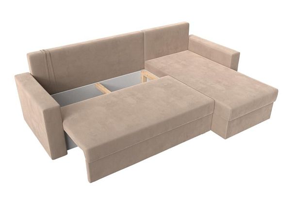 Угловой диван Траумберг Лайт правый (полностью велюр бежевый) - Вид 8