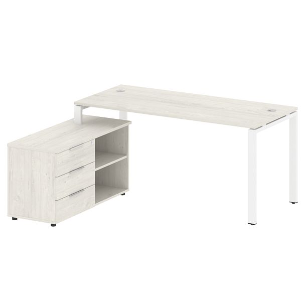 Metal System Р. ст. с тумбой на П-образном м/к БП.РС-СТС-2.4 (L) Дуб наварра/Белый металл 1700*1520*750 - Вид 1