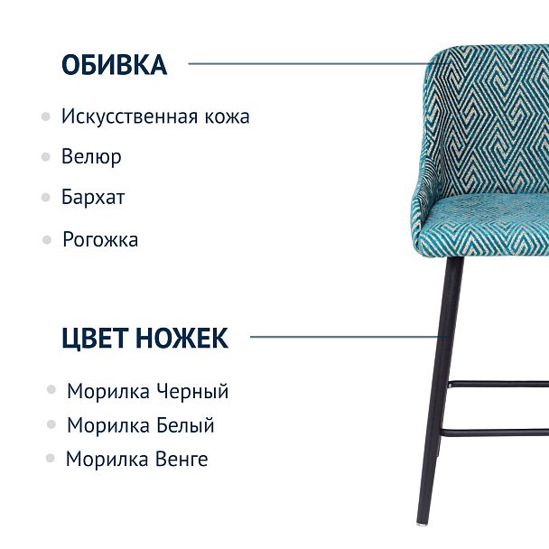 Стул Mint полубарный, шенилл голубой, ножки бук - Вид 6