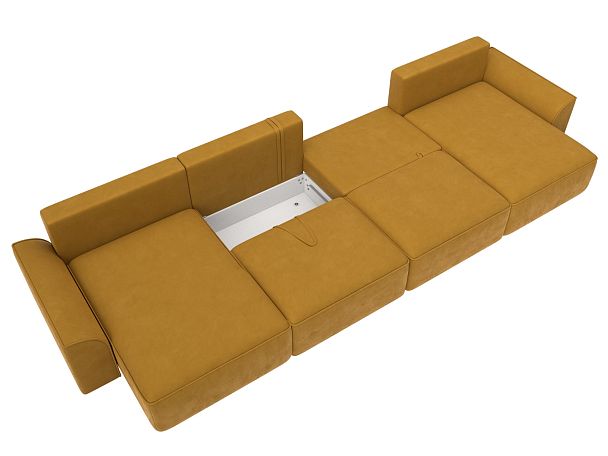 Диван п-образный Лига-048 НПБ лонг Велюр желтый - Вид 8