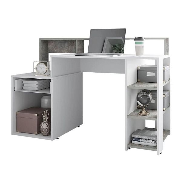 Стол компьютерный "Лайф" бетон/белый - Вид 2