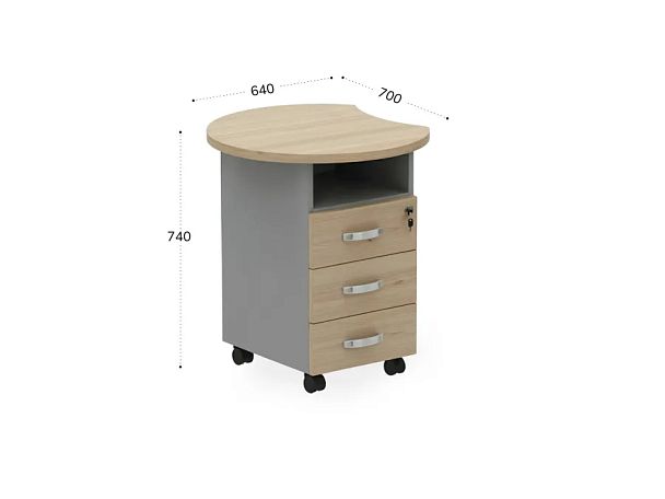 БЕРЛИН / BERLIN Тумба приставная левая 640х700х740 Акация/Серый - Вид 2