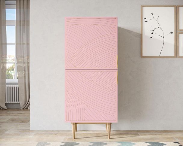 Вертикальный комод с двумя дверками Line LN05/GR1/pink - Вид 4