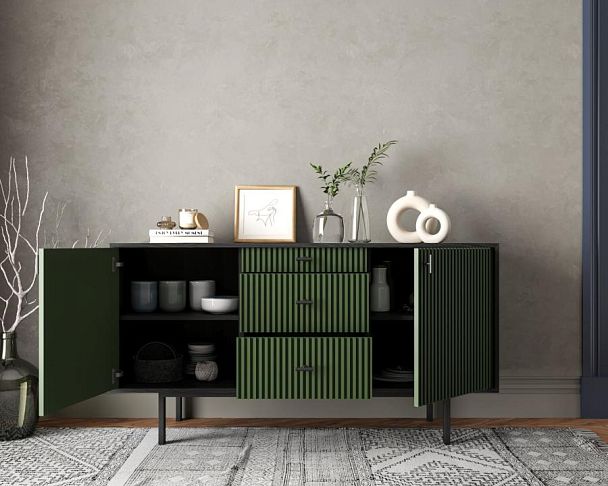 Комод две дверки и три ящика Emerson арт EM08/green/L - Вид 2