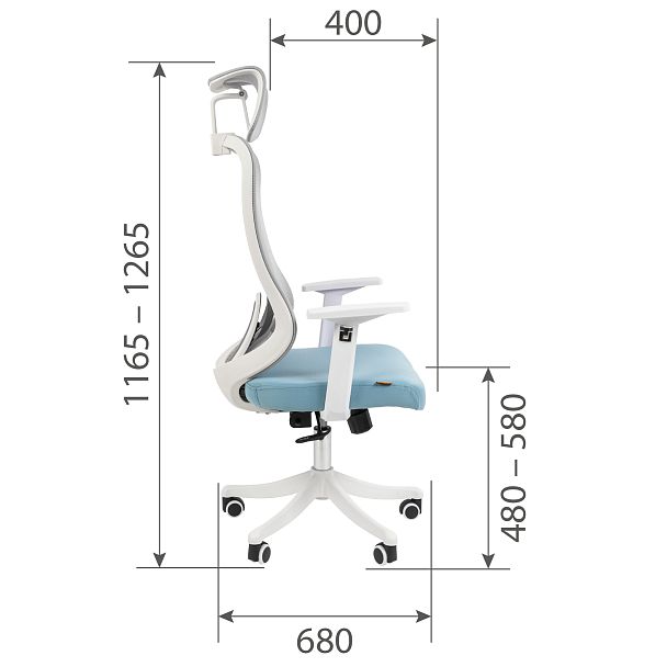 Офисное кресло CHAIRMAN CH563, ткань/сетка, белый/бирюзовый - Вид 6