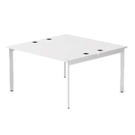 Бенч-система на 2 места Everprof EVO на металлокаркасе 1380х670(1370)x755 опоры 45гр Белый/Белый - Фото предпросмотра