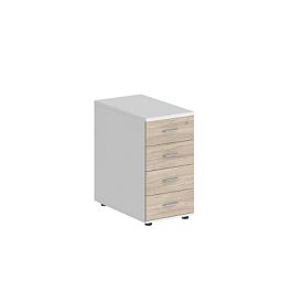 Тумба приставная Sigma 400х700х725 с 4 ящ., с замком без топа / корпус: белый; фасады: дуб светлый - Фото предпросмотра