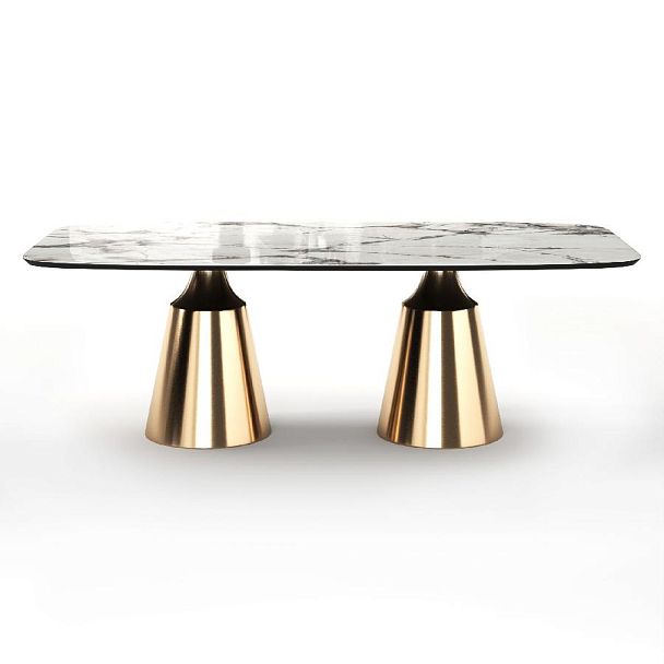 Стол овальный Lucas 230, керамика глянцевая, белая - Вид 1