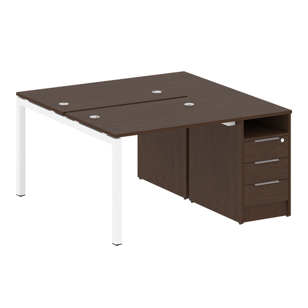 Metal System Quattro Р. ст. с тумбой на П-образном м/к 50БП.РС-СТП-2.1 Венге/Белый металл 1412*1475*750 - Вид 1