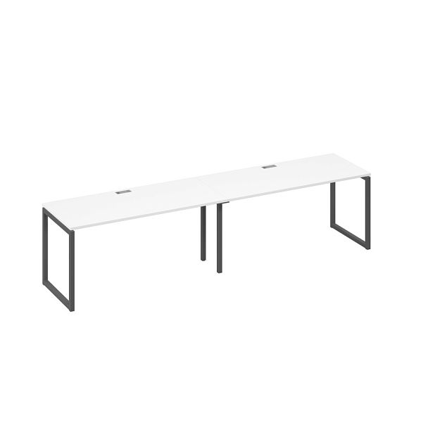 Станция рабочая на каркасе QUATTRO (2х160) A4 А4 Б4 015-2 БП белый премиум / металлокаркас антрацит - Вид 1