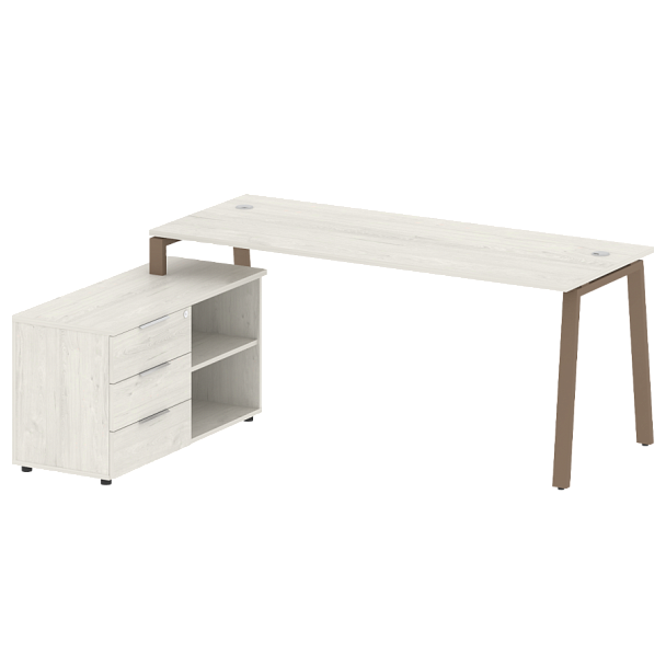 Metal System Р. ст. с тумбой на А-образном м/к БА.РС-СТС-2.5 (L) Дуб наварра/Мокко металл 1900*1520*750 - Вид 1