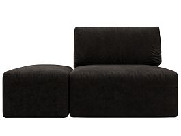 Модули диван и пуф Лига-060 НПБ Велюр коричневый - Фото предпросмотра