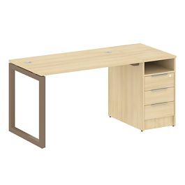 Metal System Quattro Р. ст. с тумбой на О-образном м/к 50БО.РС-СТП-1.2 Акация/Мокко металл 1612*720*750 - Фото предпросмотра