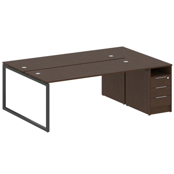 Metal System Quattro Р. ст. с тумбой на О-образном м/к 40БО.РС-СТП-2.5 Венге/Антрацит металл 2212*1475*750 - Вид 1