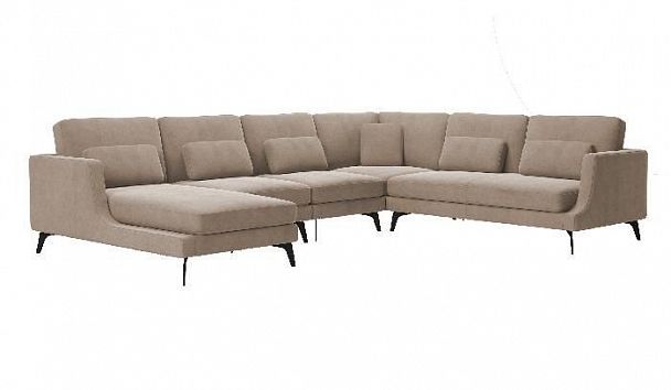 Albert диван угловой с шезлонгом, бархат пепельно-бежевый 25 - Вид 1