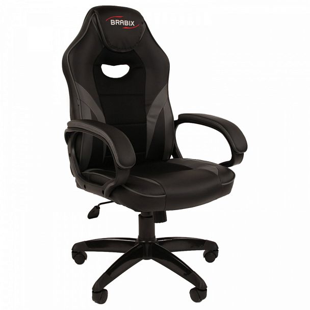 Кресло компьютерное BRABIX "Accent GM-161", TW/экокожа, черное/серое, 532576, 7083504 - Вид 1