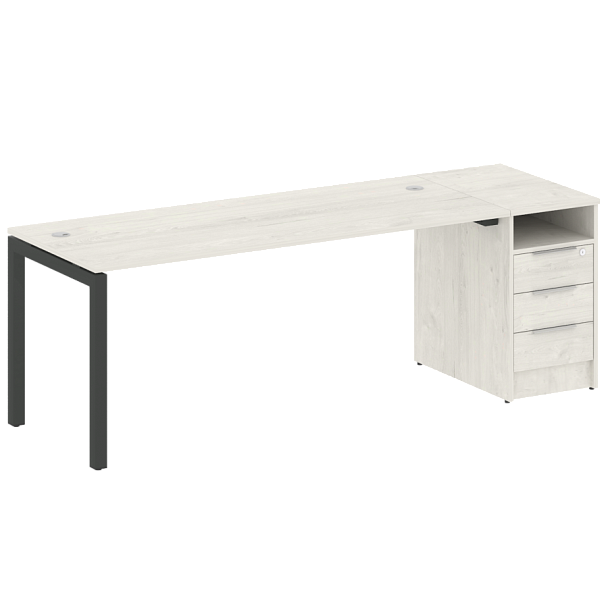 Metal System Quattro Р. ст. с тумбой на П-образном м/к 50БП.РС-СТП-1.5 Дуб наварра/Антрацит металл 2212*720*750 - Вид 1