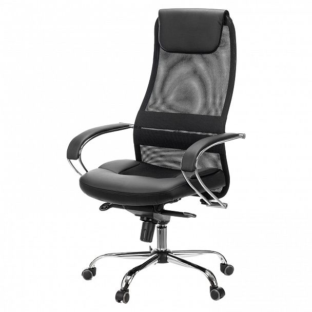 Кресло офисное BRABIX PREMIUM "Stalker EX-609 PRO", хром, мультиблок, ткань-сетка/экокожа, черное, 532416, EX609PRO_532416 - Вид 6