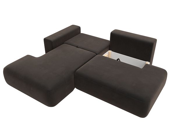 Диван угловой Лига-036 Модерн левый угол Велюр коричневый - Вид 3