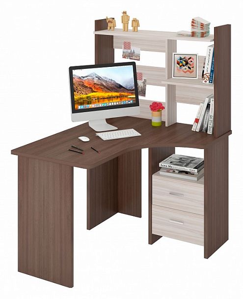 Стол компьютерный Домино Лайт СКЛ-Угл120+НКЛ-100 Карамель/Шамони правый - Вид 2