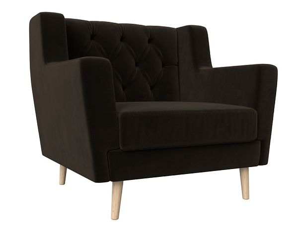 Кресло Брайтон Люкс (полностью микровельвет коричневый) - Вид 1