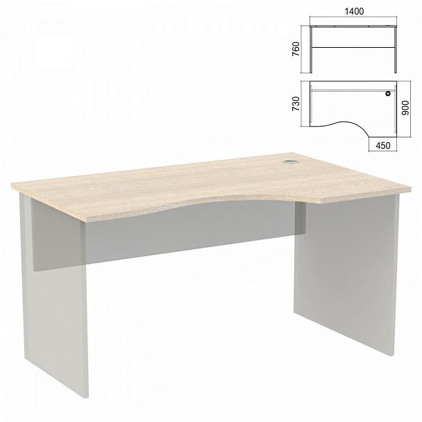 Стол эргономичный ЧАСТЬ 1 "Арго", 1400х900х760 мм, правый, ясень шимо - Вид 1