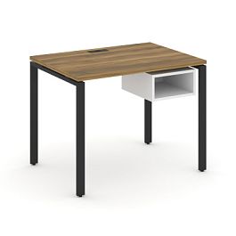 Concept Стол рабочий с подвесной тумбой с 1 открытой нишей CN.SP-101 Сандал Янтарный/Белый Бриллиант/Металл Черный 980*720*750 - Фото предпросмотра