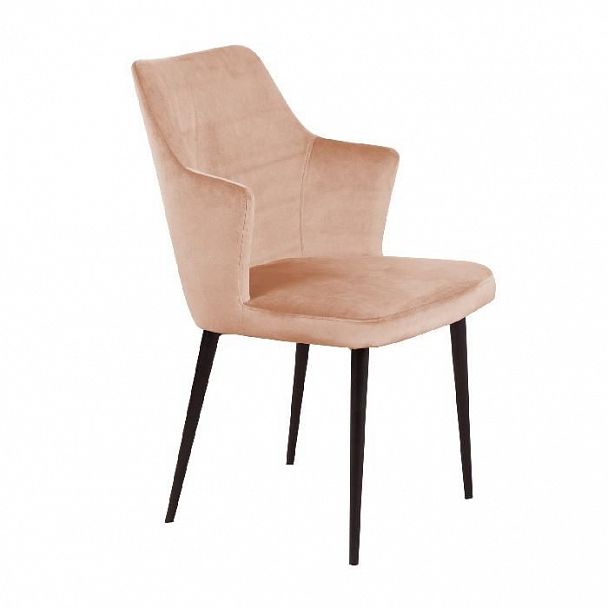 Стул с подлокотниками Hunt, бархат бежевый 5 / чёрный конус - Вид 1