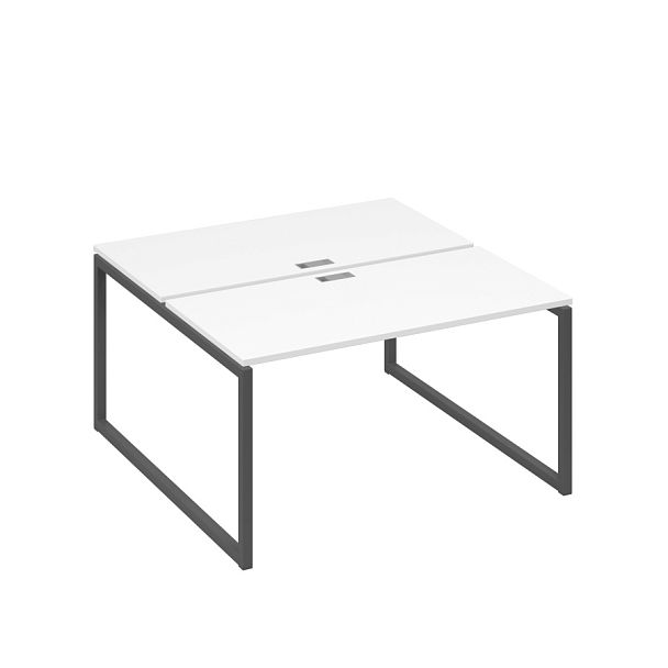 Рабочая станция 2х140 на опорах QUATTRO A4 А4 Б4 174 БП белый премиум / металлокаркас антрацит - Вид 1