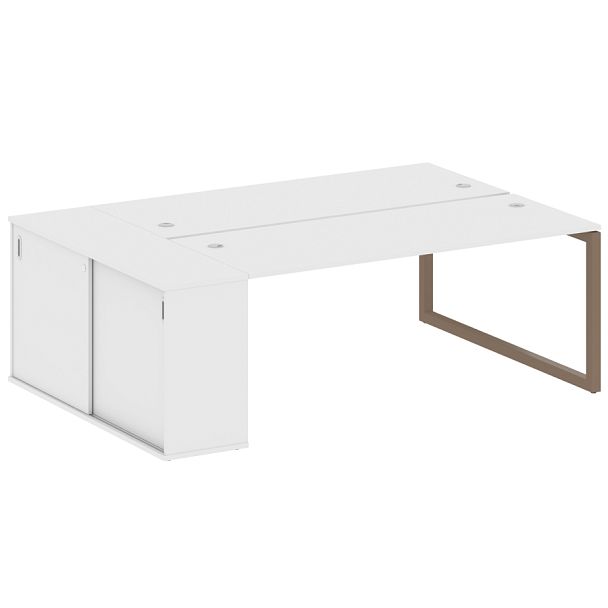 Metal System Quattro Р. ст. с шкафом-купе на О-образном м/к 50БО.РС-СШК-1.5 Т Белый/Мокко металл 2210*1475*750 - Вид 1