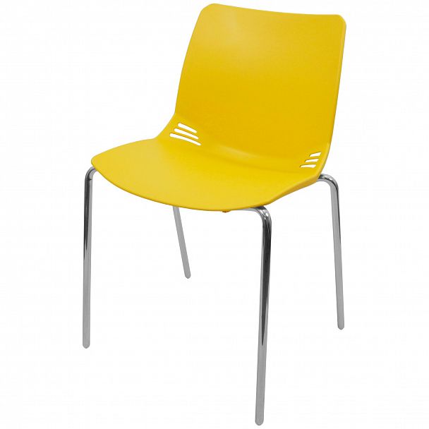 Стул Race (4 ножки) каркас Хром, желтый, стопируемый - Вид 3